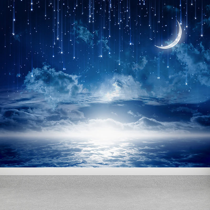 Bright Moon Scene Mural Wallpaper Contemporary Style Non-Woven Material Wall Covering