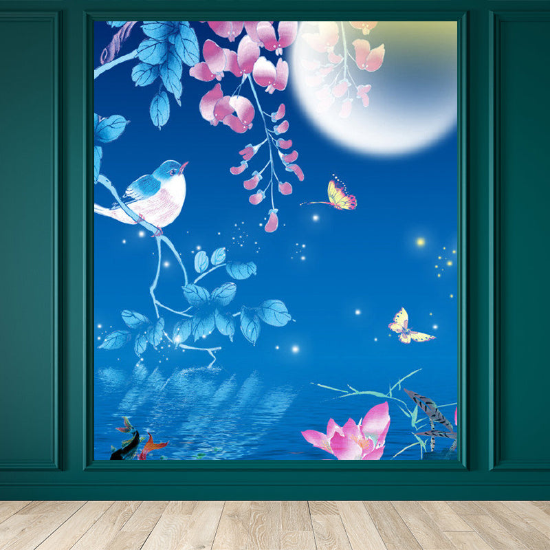 Bright Moon Scene Mural Wallpaper Contemporary Style Non-Woven Material Wall Covering