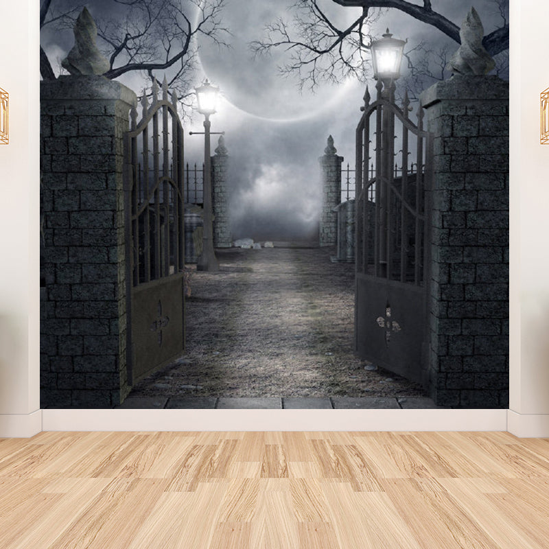 Bright Moon Scene Mural Wallpaper Contemporary Style Non-Woven Material Wall Covering