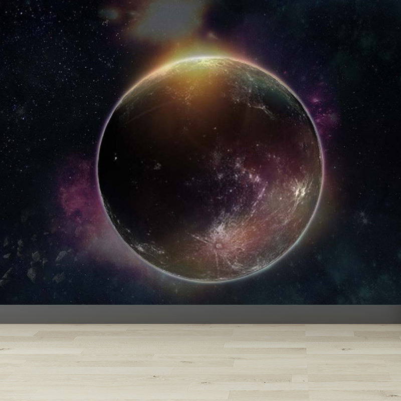 Modern Style Boys Mural Wallpaper Giant Planet Pattern Pastel Color Wall Covering