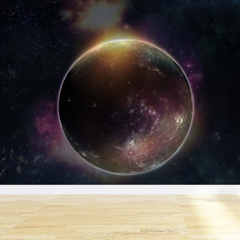 Modern Style Boys Mural Wallpaper Giant Planet Pattern Pastel Color Wall Covering