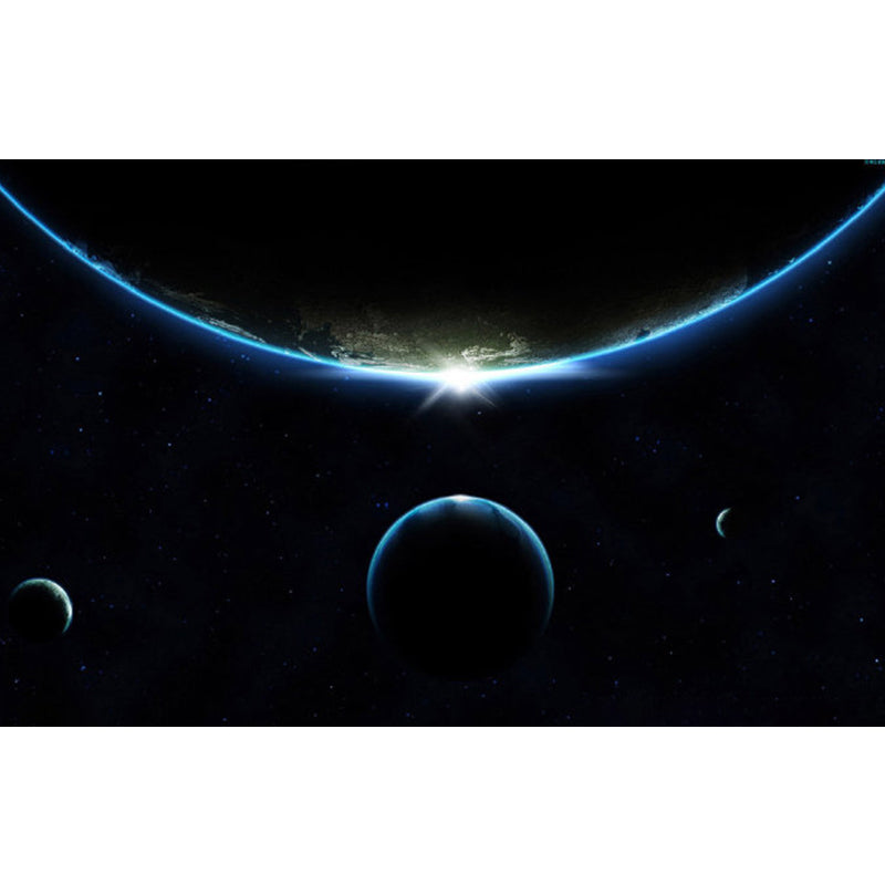 Modern Planet Wall Mural Non-Woven Stain Resistant Soft Color Wall Art for Living Room