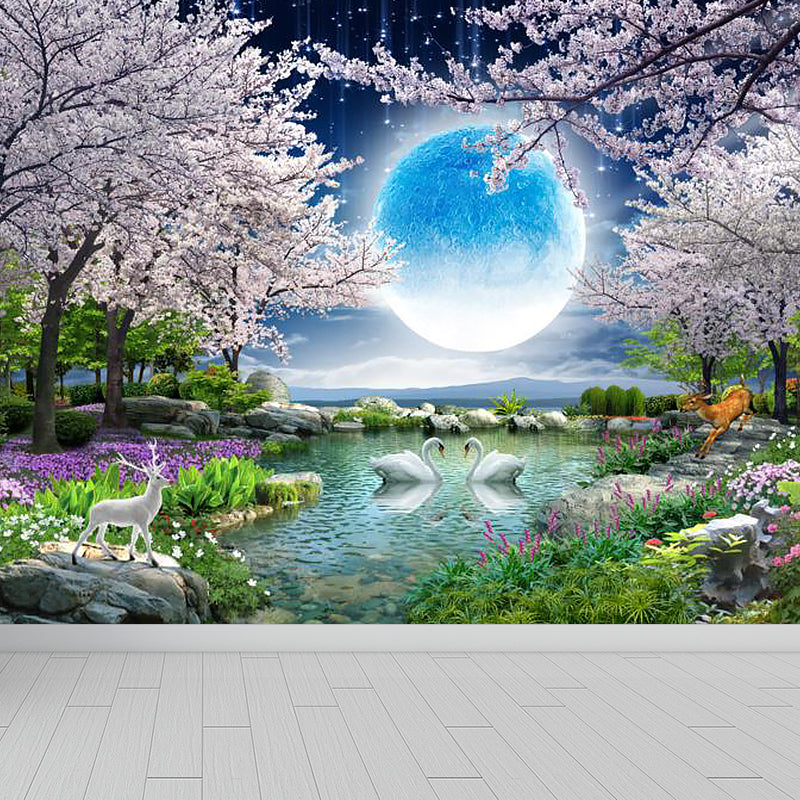 Peinture murale vue planète couleur pastel, pour décoration murale de salon contemporain