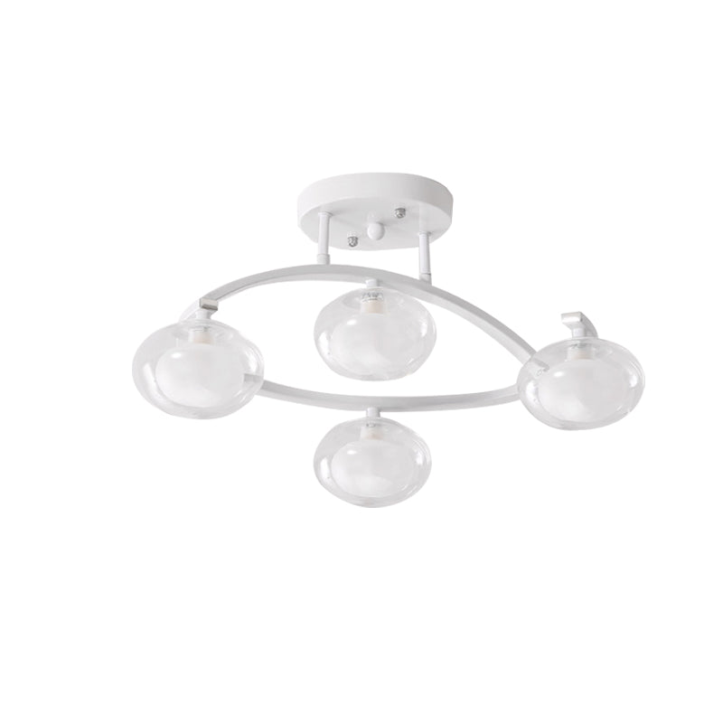 Mont semi-plafond du bras Twist avec une teinte ovale lampe au plafond en métal contemporain pour le café