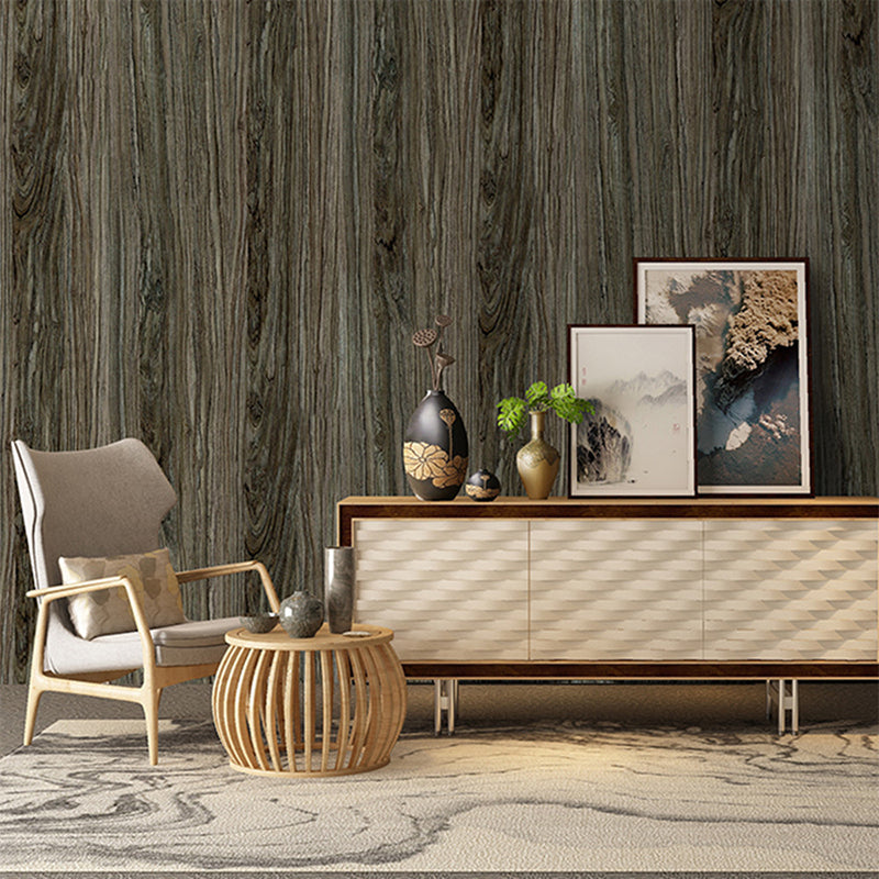 Dark Coffee Wood Look Wallpaper Peel and Paste Farmhouse Living Room Wall Covering
