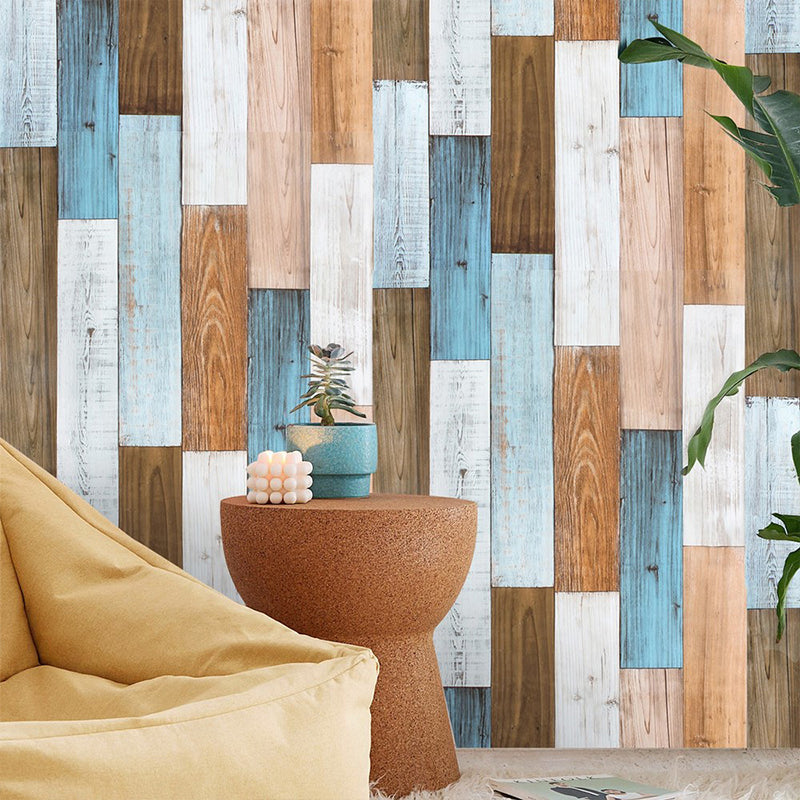 Colorful Repurposed Wood Wallpaper Apartment Construction Adhesive Wall Decor, 19.5' x 17.5"