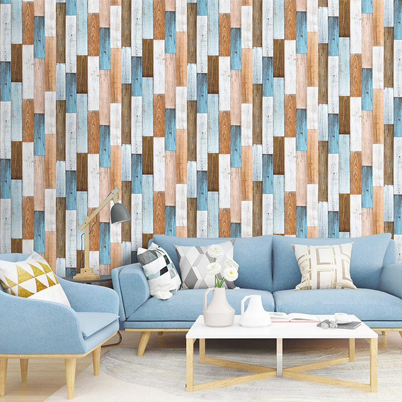 Colorful Repurposed Wood Wallpaper Apartment Construction Adhesive Wall Decor, 19.5' x 17.5"
