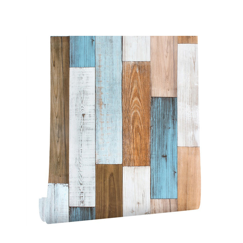 Colorful Repurposed Wood Wallpaper Apartment Construction Adhesive Wall Decor, 19.5' x 17.5"