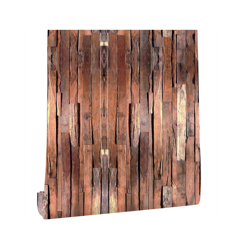 Rollo de papel tapiz de madera marrón rojo, decoración de pared para sala de estar, fácil de quitar