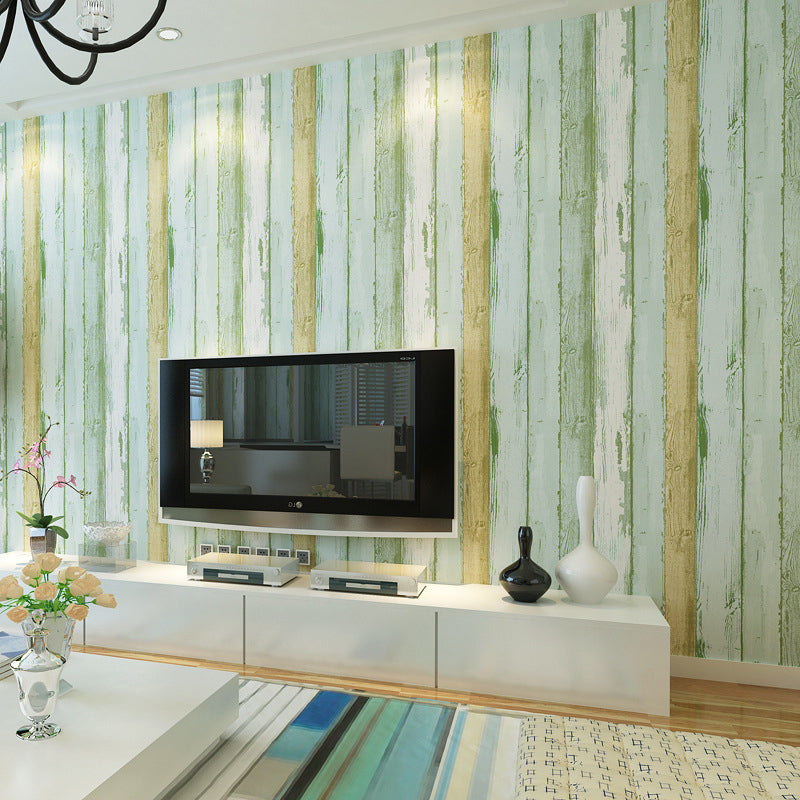 PVC Soft Color Wallpaper Farmhouse Shiplap Print Wall Art, 31' L x 20.5" W, Unpasted