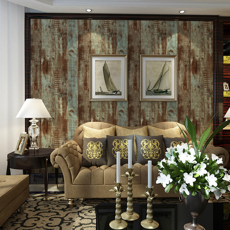 Rust Shabby Wood Look Wallpaper for House Interior 57.1-sq ft Wall Decor in Brown