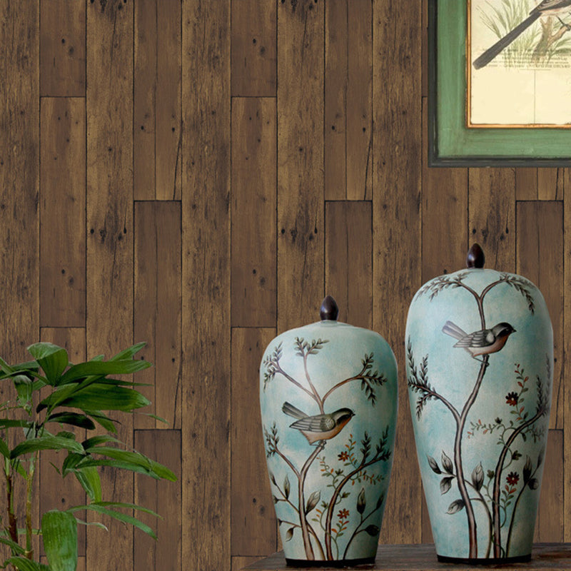 Stain Resistant Wood Wallpaper Roll Country Style PVC Wall Covering, 31' L x 20.5" W