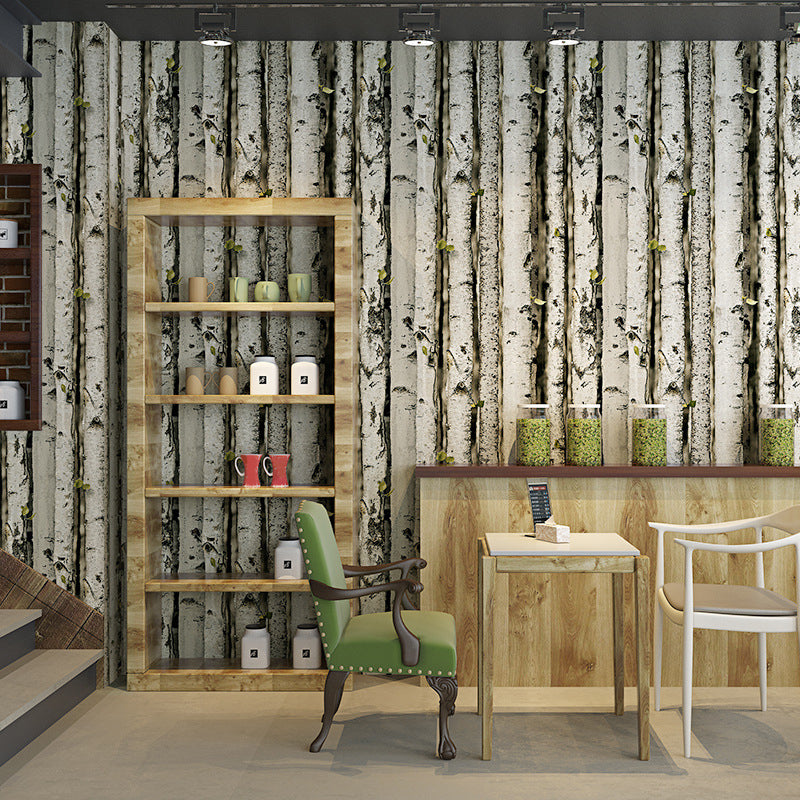 Tapetenrolle „Cottage Birches“ in Grau und Grün für die Wanddekoration im Wohnzimmer, 33 Fuß L x 20,5 Zoll B