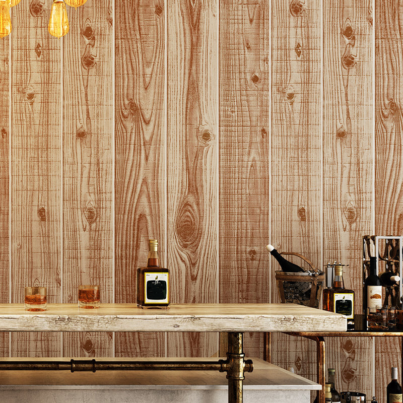 Wood Wallpaper Roll Rustic 3D Construction Wall Art in Light Color, 33' L x 20.5" W