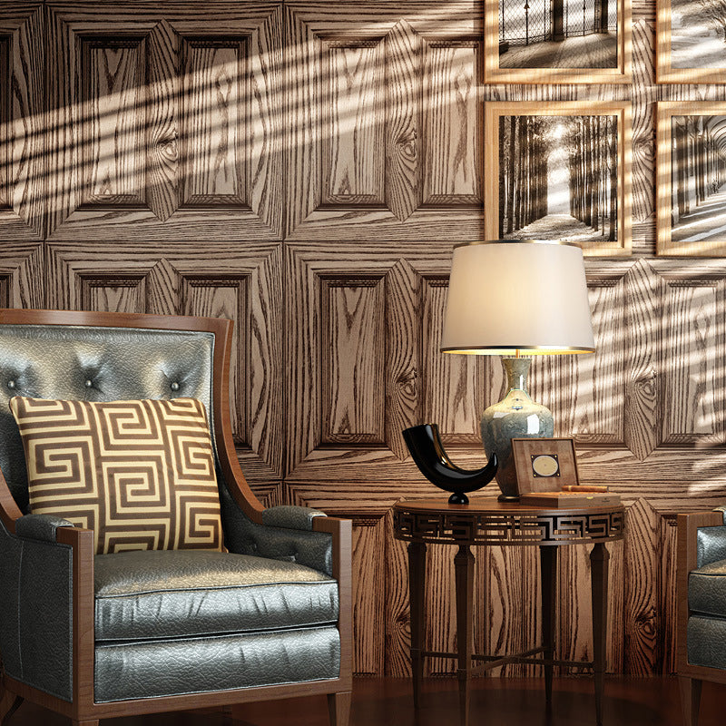Rouleau de papier peint avec cadre en faux bois, couleur pastel, décoration murale de chalet pour l'intérieur de la maison