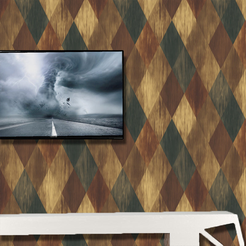 PVC Stain-Proof Wallpaper Roll Country Style Wood Pattern Wall Covering for Bedroom