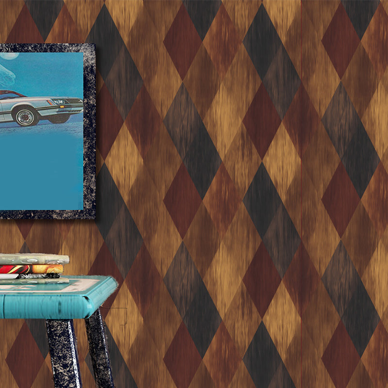 PVC Stain-Proof Wallpaper Roll Country Style Wood Pattern Wall Covering for Bedroom