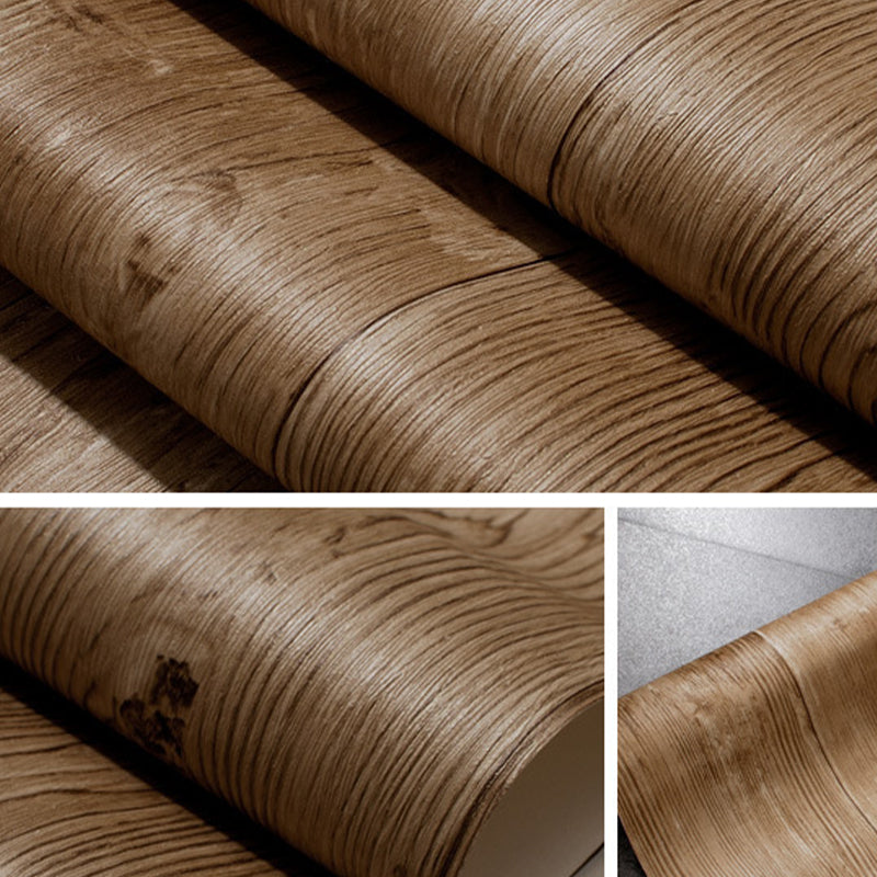 PVC Stain-Proof Wallpaper Roll Country Style Wood Pattern Wall Covering for Bedroom