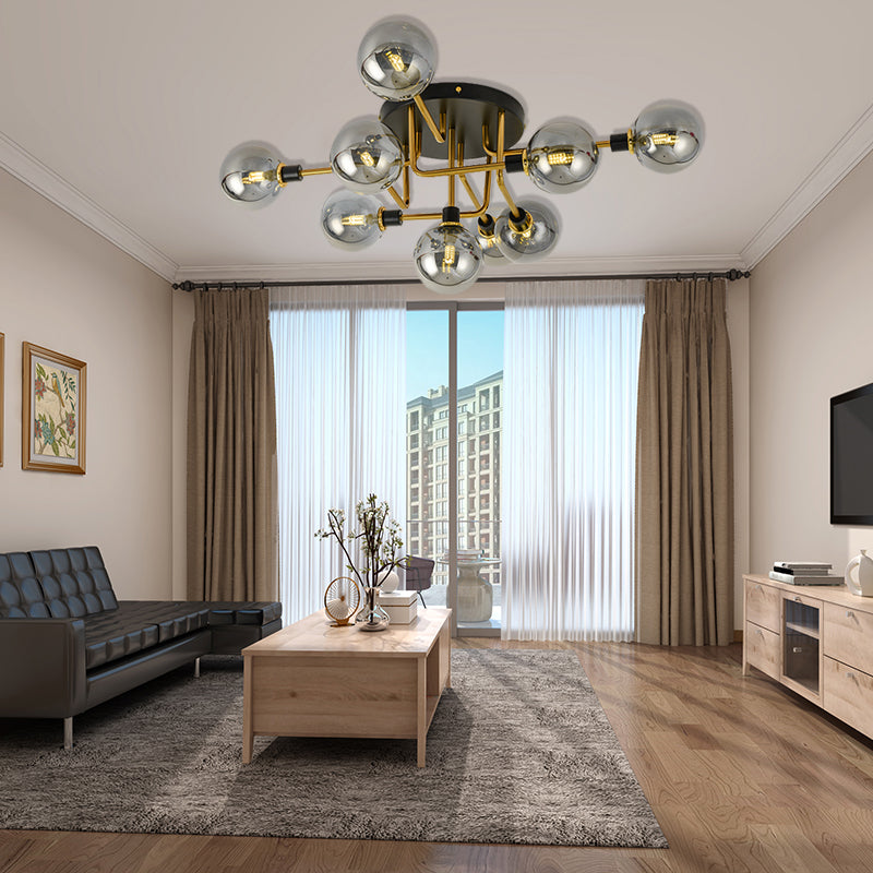 Sphere Shade Semi Plafond Mount Light Multi-Head Modern Moden Mermor Metal Plafond Plafond for Hotel