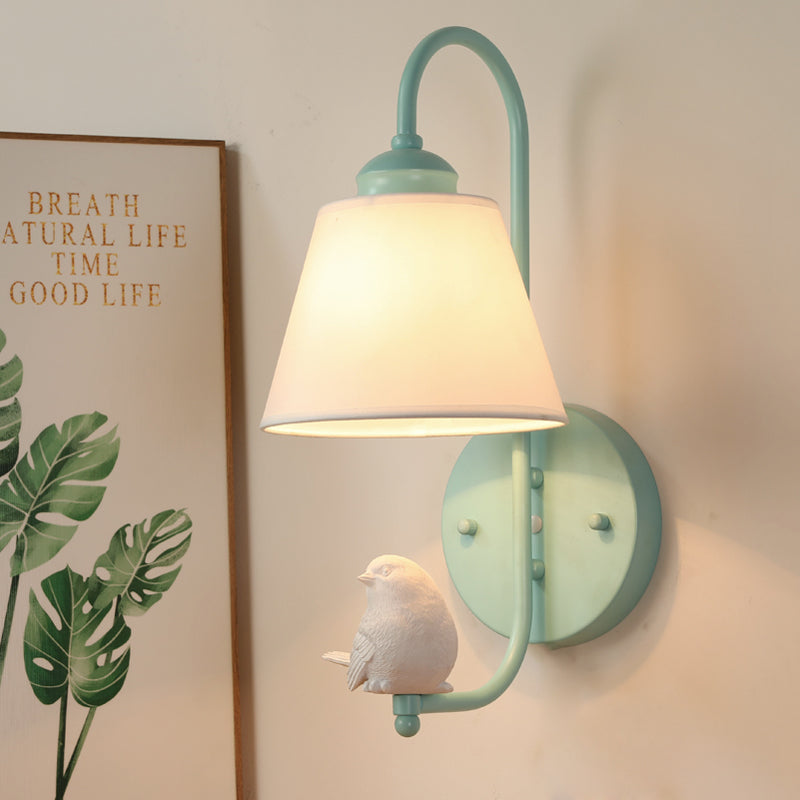 Tapered Shade Wall Light with Pigeon Deco 1 Head Metal Modern Style Sconce Light