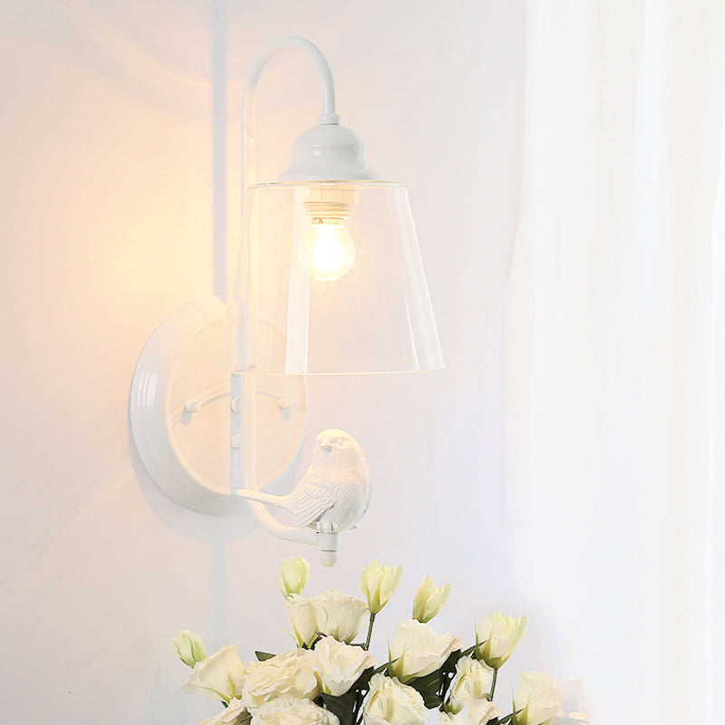 Tapered Shade Wall Light with Pigeon Deco 1 Head Metal Modern Style Sconce Light