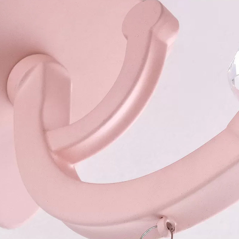 Fabric Fold Tapered Wall Lamp with Clear Crystal Girls Bedroom Kids Sconce Light in Pink Finish