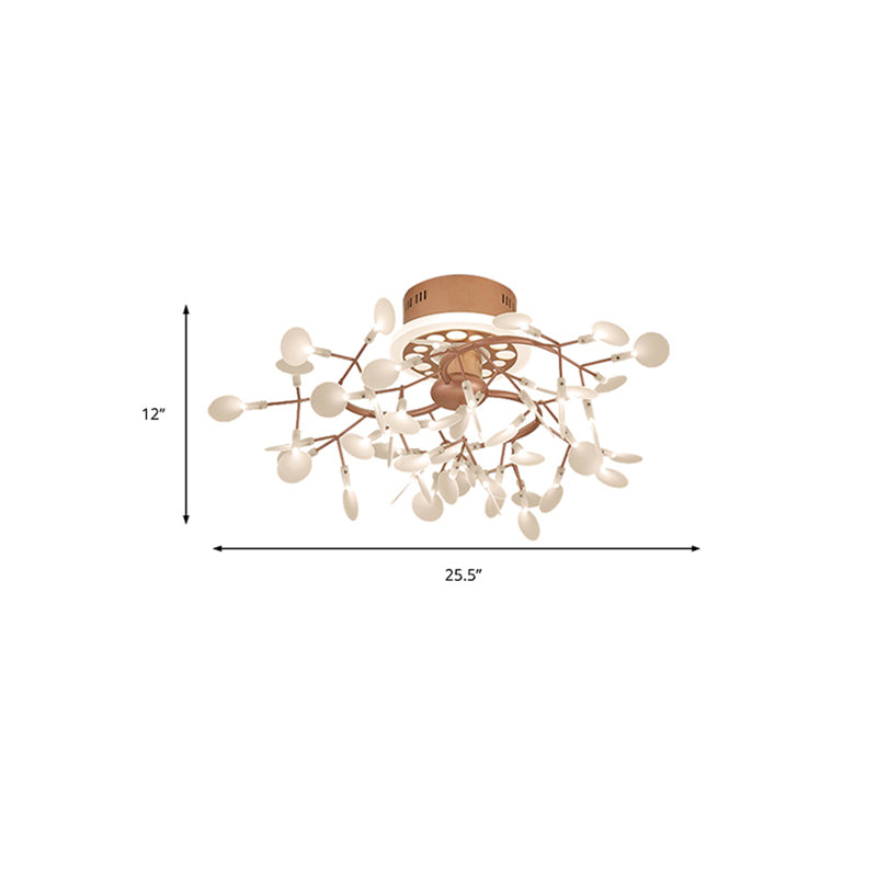 Lampada del soffitto del ramo metallico sala da pranzo a testa multipla splendida luce del soffitto semi-rosa in oro rosa