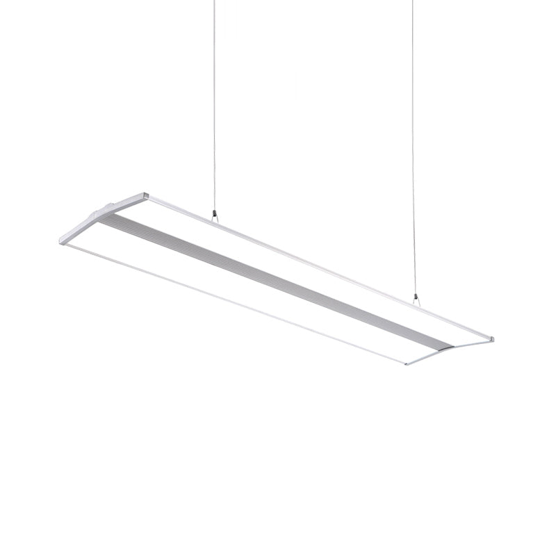 Rechteckige Anhängerbeleuchtung moderne Metall -LED 23,5 "/47" breites silberne Deckenlampen -Kit mit weißem Acryldiffusor
