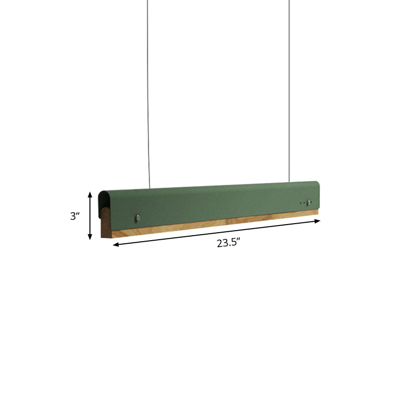 Rectangle Plafond Pendant Light Modernisme en bois et métal 23,5 "/35,5" / 47 "de large 1 kit de lampe suspendue blanc / rose / jaune clair