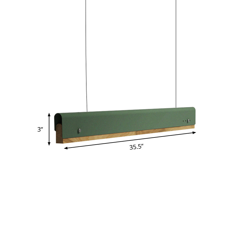 Rectangle Plafond Pendant Light Modernisme en bois et métal 23,5 "/35,5" / 47 "de large 1 kit de lampe suspendue blanc / rose / jaune clair