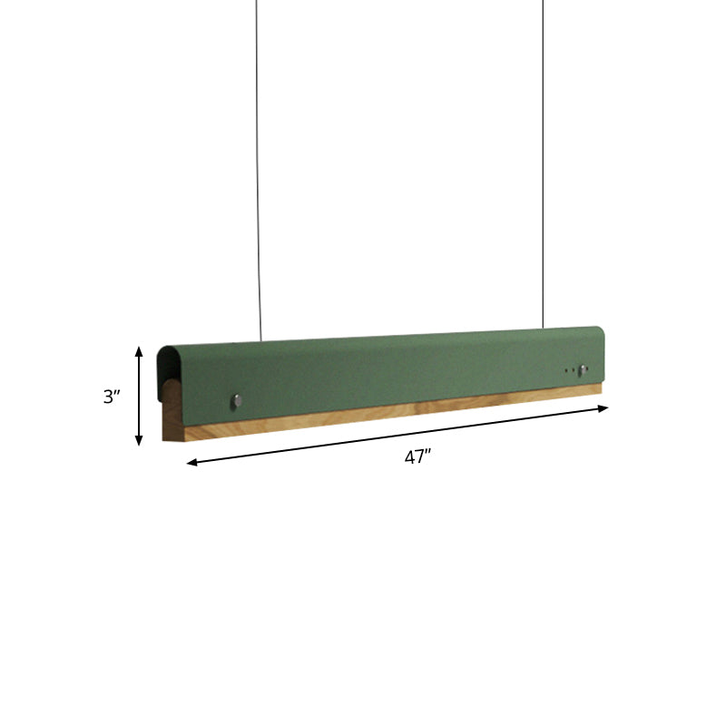 Rectangle Plafond Pendant Light Modernisme en bois et métal 23,5 "/35,5" / 47 "de large 1 kit de lampe suspendue blanc / rose / jaune clair