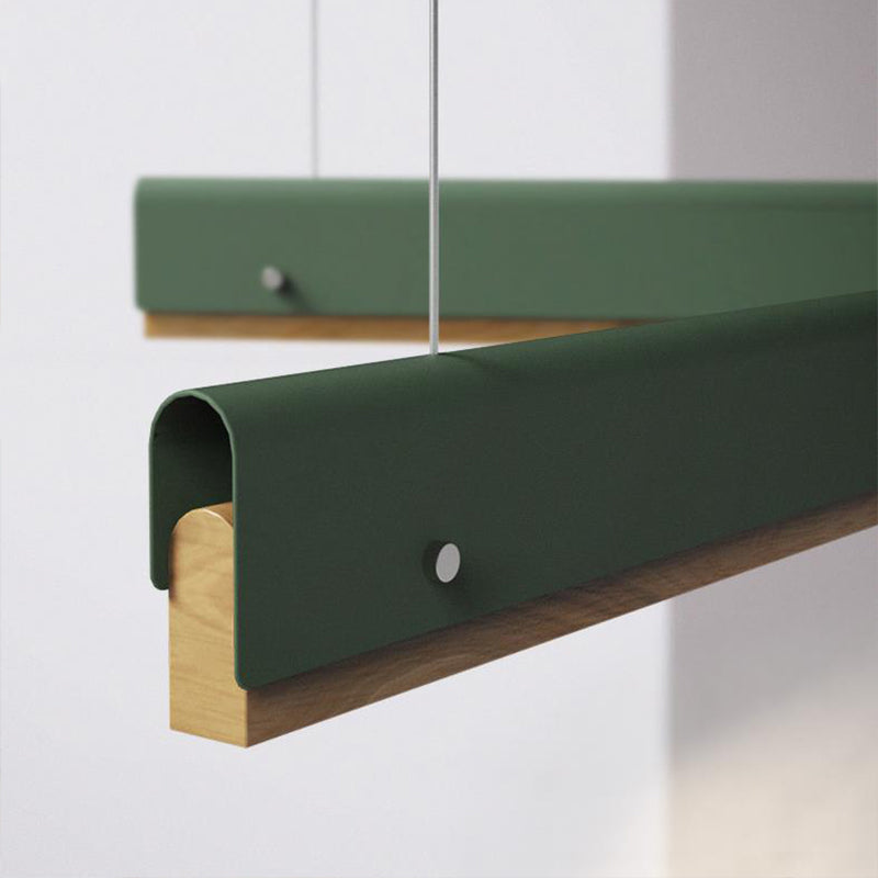 Rectangle Plafond Pendant Light Modernisme en bois et métal 23,5 "/35,5" / 47 "de large 1 kit de lampe suspendue blanc / rose / jaune clair