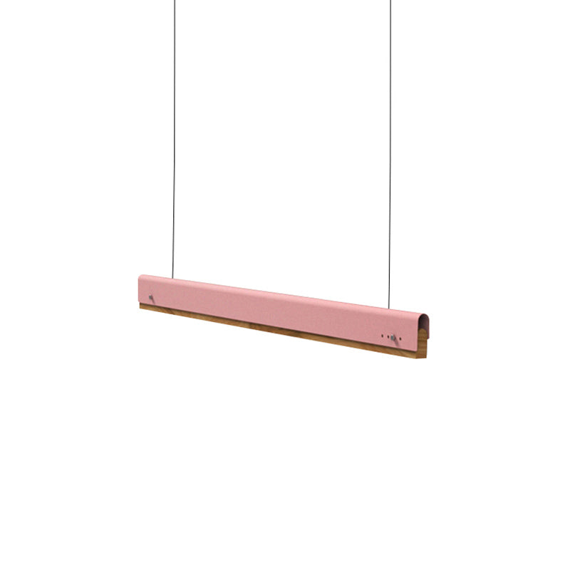 Rectangle Plafond Pendant Light Modernisme en bois et métal 23,5 "/35,5" / 47 "de large 1 kit de lampe suspendue blanc / rose / jaune clair