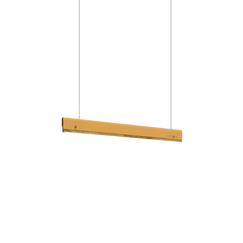 Rectangle Plafond Pendant Light Modernisme en bois et métal 23,5 "/35,5" / 47 "de large 1 kit de lampe suspendue blanc / rose / jaune clair