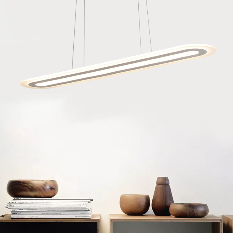 Pendentif de plafond ovale blanc Simplicité LED Kit de lampe suspendue acrylique en lumière chaude / blanc / naturel, 16 "/23,5" /31,5 "de large