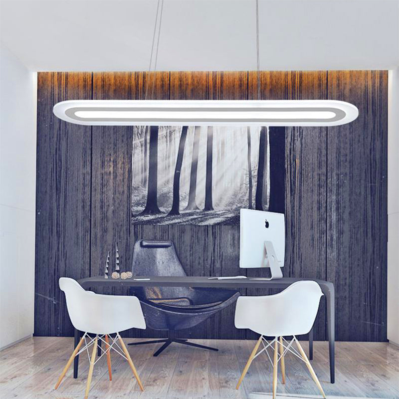 Kit de lámpara de colgante acrílico de techo ovalado blanco con luz acrílica LED en luz cálida/blanca/natural, 16 "/23.5" /31.5 "de ancho
