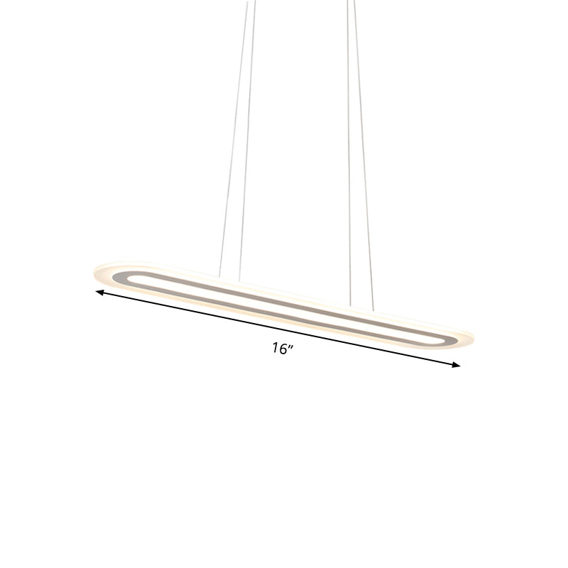 Pendentif de plafond ovale blanc Simplicité LED Kit de lampe suspendue acrylique en lumière chaude / blanc / naturel, 16 "/23,5" /31,5 "de large