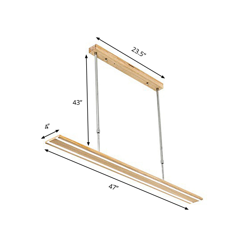 Moderner 1-Licht-LED-Drop-Anhänger mit Holzschatten hell/dunkler Holz Getreide Lineare Deckenleuchte