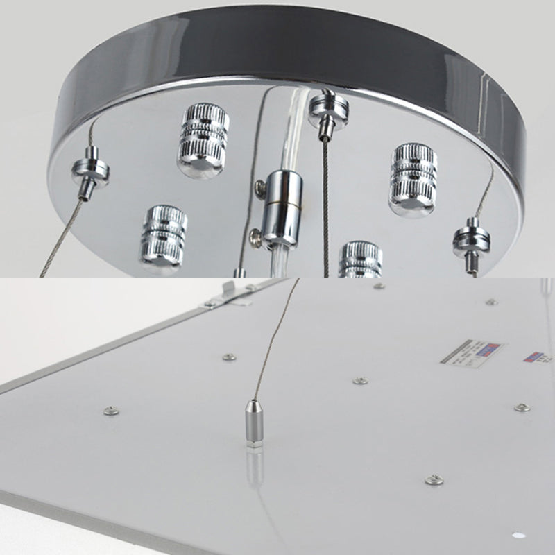 Iluminación colgante cuadrada de metal de 14 "/18" /23.5 "de ancho de ancho LED LED moderno LED LED NEGRO/Lámpara de techo plateado con difusor empotrado