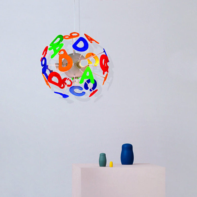 Kids Globe Ceiling Pendant 4 Lights Plastic Multi-Color Hanging Light for Nursing Room