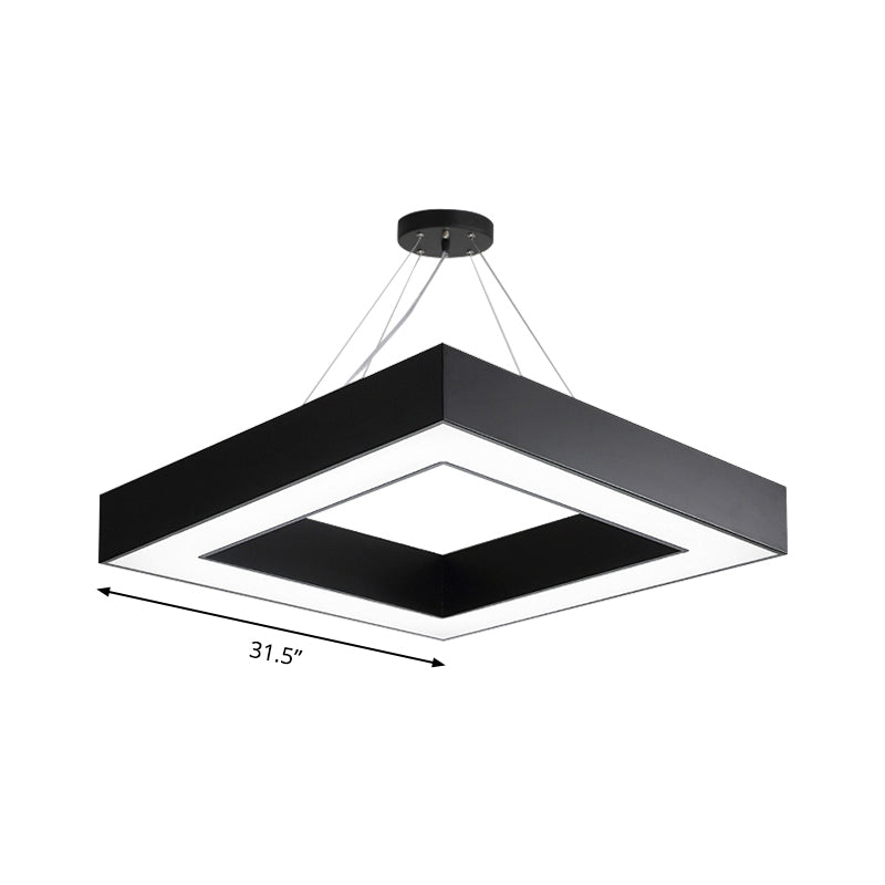 Square Metal Anhänger Beleuchtung Modernes LED Black Hanging Lamp Kit in Weiß/warmes Licht für Büro, 23,5 "/31,5" breit