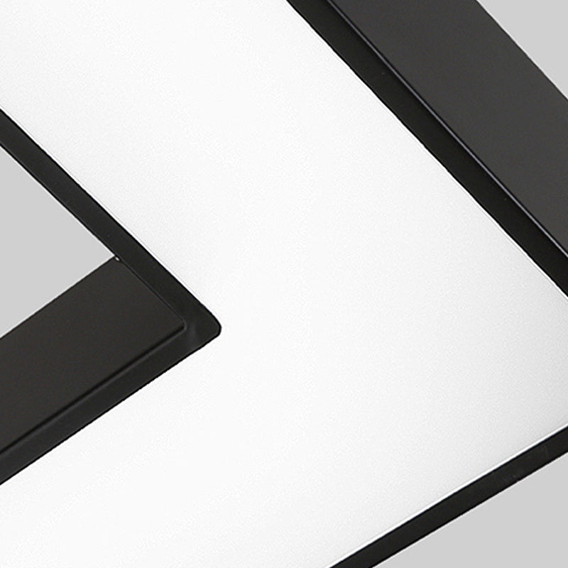 Square Metal Pendant Lighting Modern Led Black Hanging Lamp Kit in White/Warm Light for Office, 23.5"/31.5" Wide