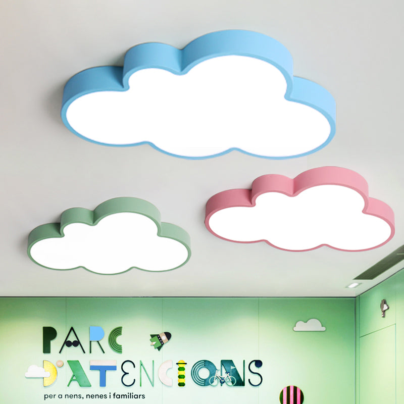 Cloud Child Bedroom Flush Mount Light Acrylic Nordic Style Macaron Colored Ceiling Lamp