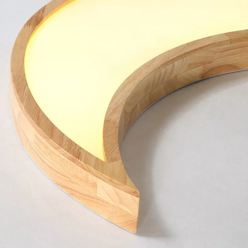 Houten Ster Maan Plafondmontage Lichte Plafondlamp in Scandinavische Stijl voor Verpleegkamer Slaapkamer