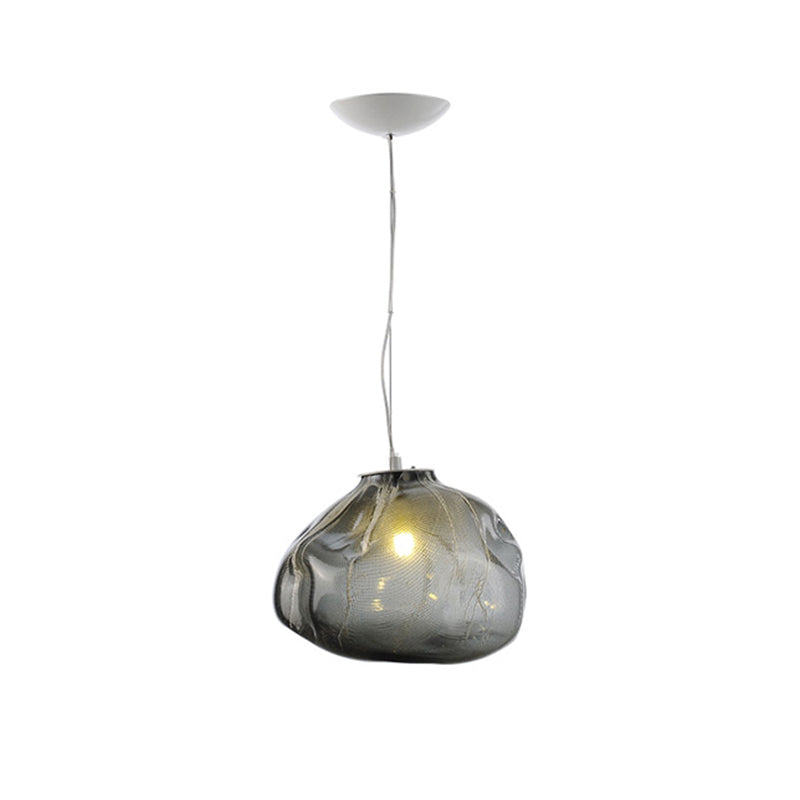 Luce a sospensione a forma di nuvola Contemporanea Clear/Smoke Grey Slown a mano 1 Bulbo Lampada per appenderla