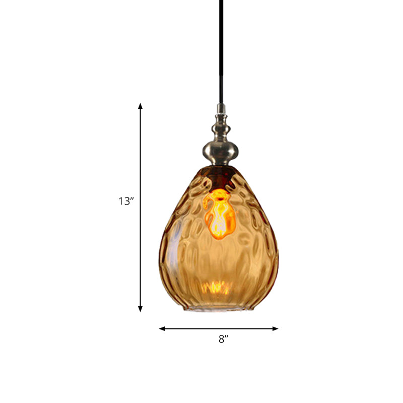 Lampada a sospensione per caduta d'acqua larga da 6 "/8" ambra contemporanea/vetro fimple trasparente 1 letto a soffitto appeso al letto a testa.