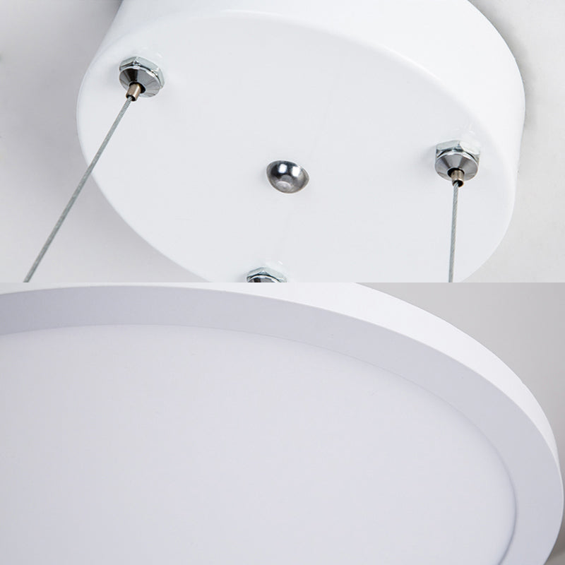 16"/19.5" Wide Plate Hanging Lamp Modern Metal Led White Ceiling Pendant Light for Office in White Light/Remote Control Stepless Dimming/Third Gear
