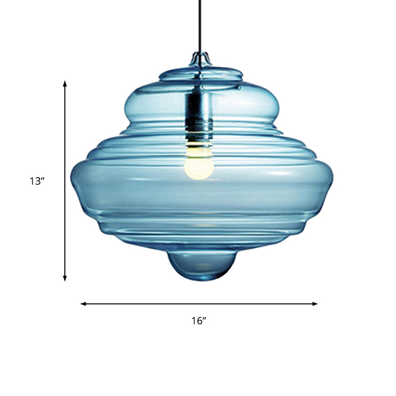Spool contemporaneo/a sospensione Luce a sospensione Clear/Blu Fuffle Glass 1 Luce Luce a soffitto appeso
