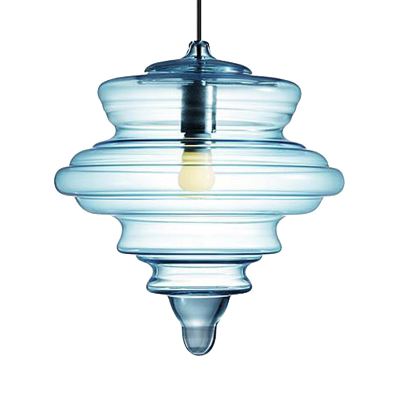 Spool contemporaneo/a sospensione Luce a sospensione Clear/Blu Fuffle Glass 1 Luce Luce a soffitto appeso