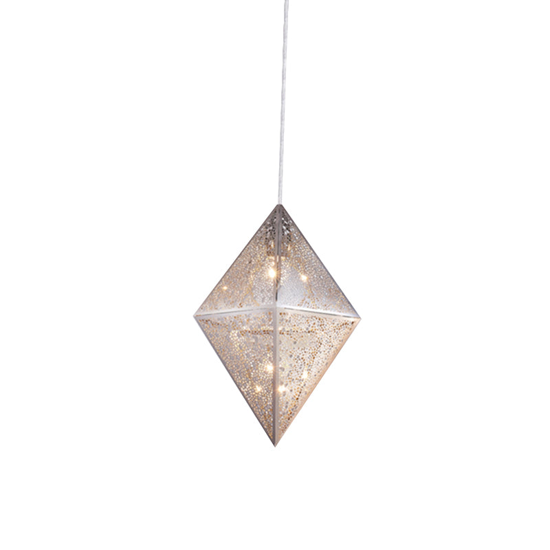 1 éclairage pendentif en ampoule avec une teinte en métal diamant post-moderne chromé plafond plafond, 10 "/ 14" W